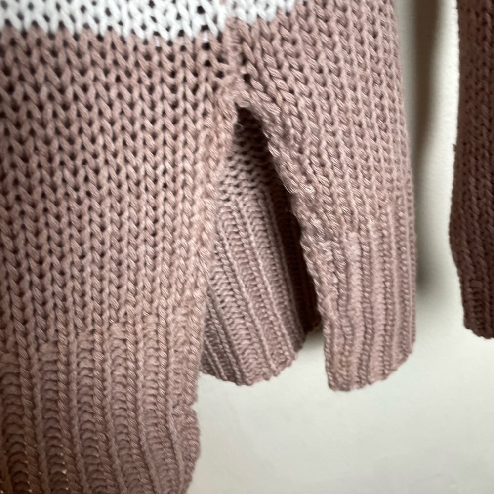 alya Tan Striped Knit Crewneck Sweater Size Medium - Picture 4 of 8
